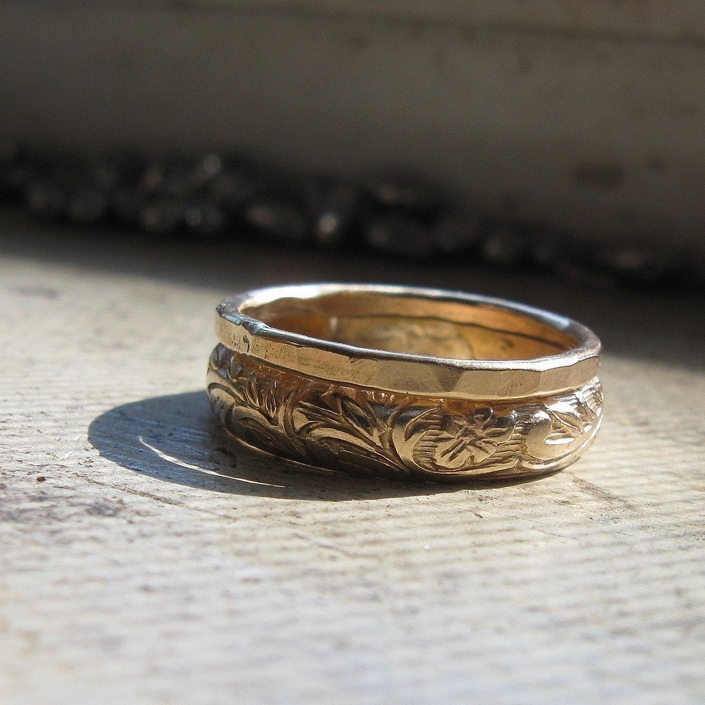 Stacking Rings Handmade Earthy Gold-Fill for Weddings