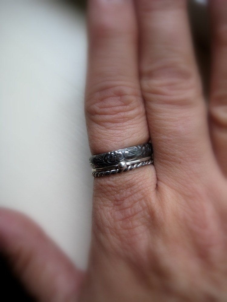 Dark Silver Stacking Rings