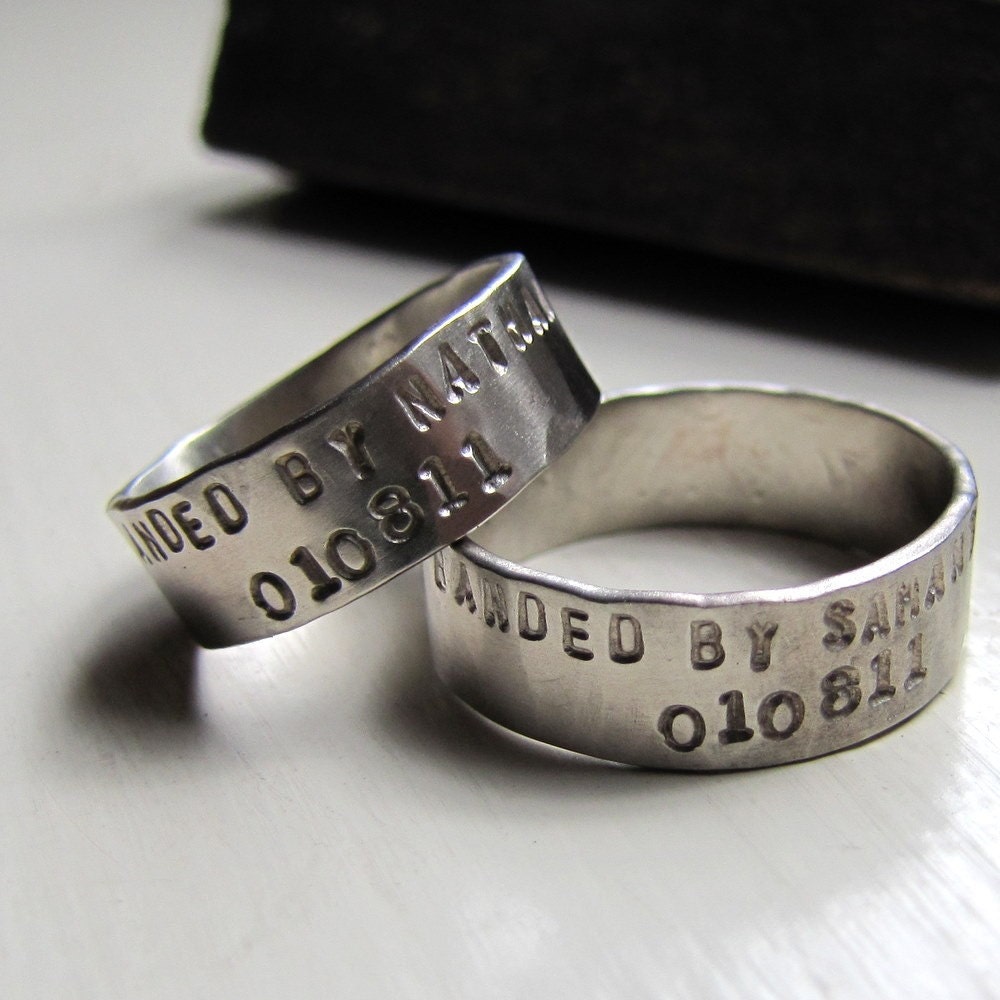 14k White Gold Duck Band Ring Set