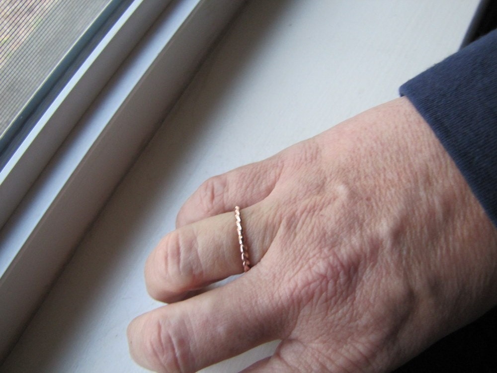 Hand twisted solid gold stacking ring
