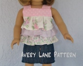 18 inch doll clothes sewing pattern Jenny Ruffle Top Boutique doll Pattern  Avery Lane PDF Pattern  instant download  4 variations