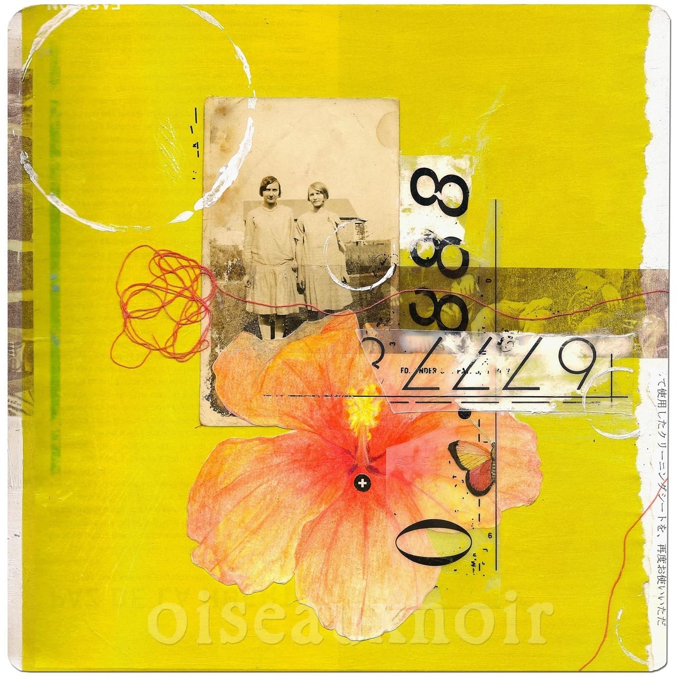 Agnes and Annie mixed media collage PRINT