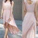 CUSTOM MADE for size Xs/S/M/L : Dress nude pink silk chiffon bridesmaids drapery romantic wedding