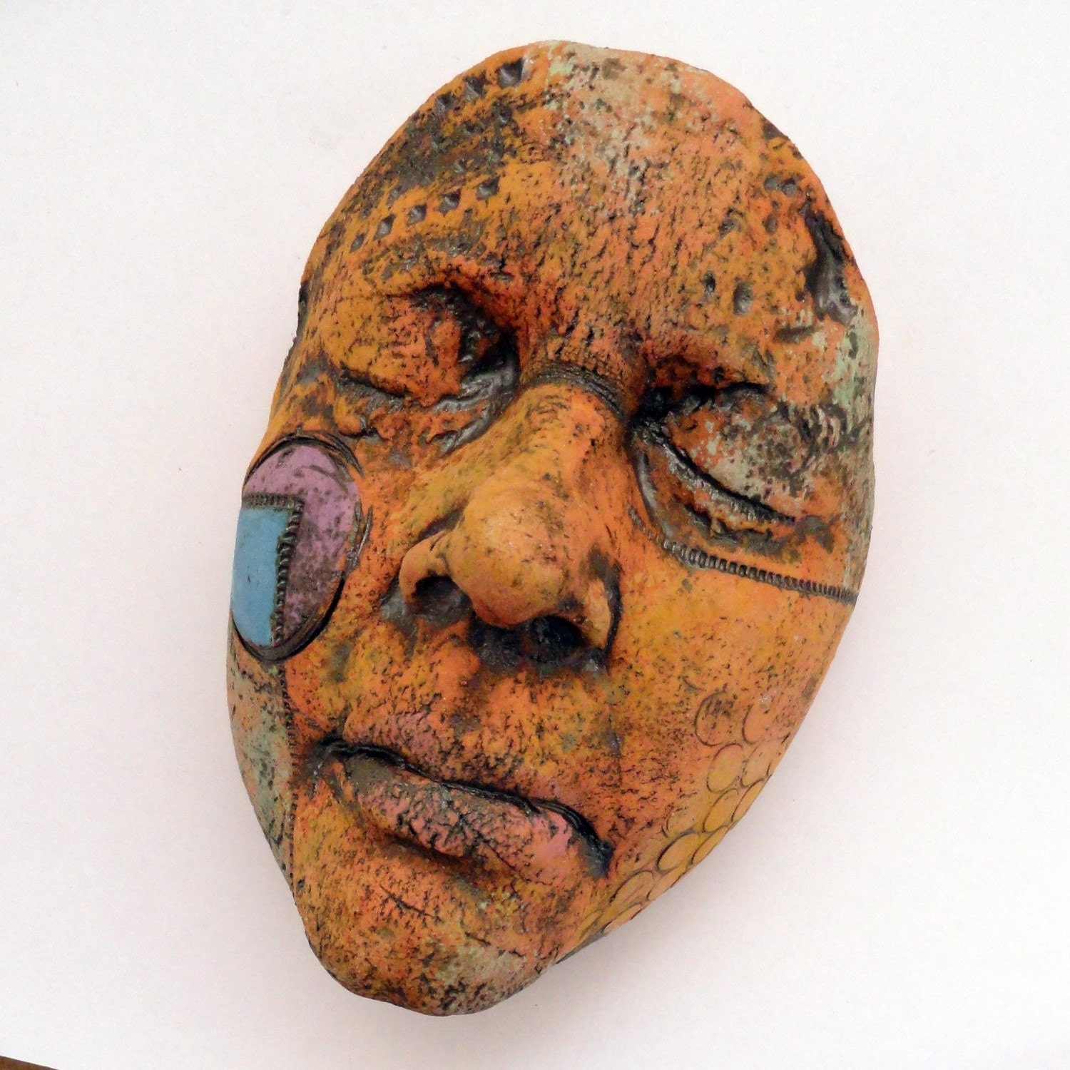 ON SALE Ceramic Wall Sculpture Mudgoddess Face Mask
