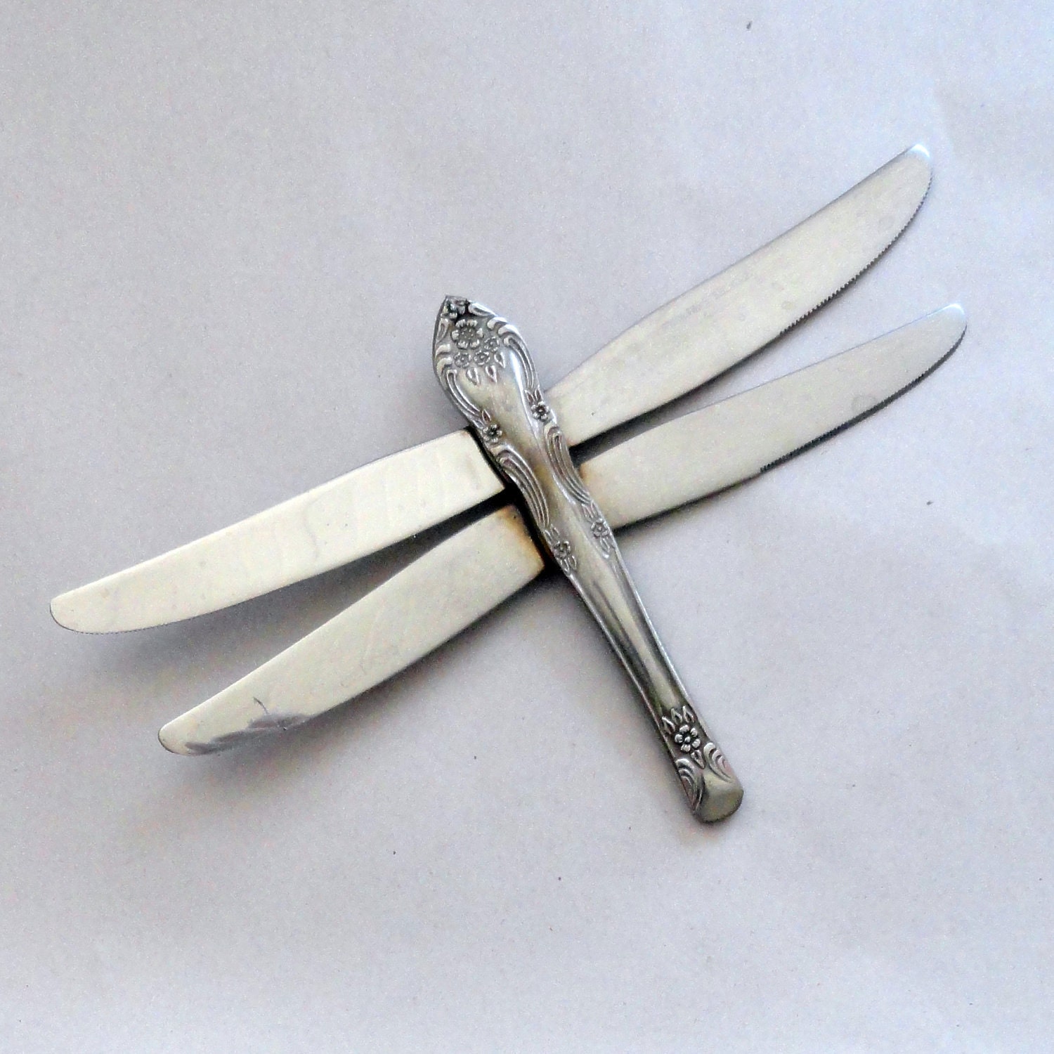 Metal Folkart DragonFly Upcycled Flatware Wall Sculpture or Ornament