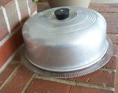 Vintage Cake Box Keeper Cake Plate Aluminum Cover 1950 Kitchen Antique Housewares Mid Century Modern French Country Farmhouse Rustic Cabin