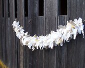 Rag Garland Rustic Wedding Decor Fabric Garland Rag Linen Swag Burlap  Mantle Garland  French Country Farmhouse Decor Christmas