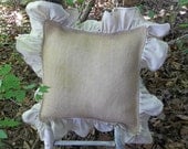 Ruffled Burlap Pillow Throw Decorative Pillow French Country Pottery Barn Style French Farmhouse Burlap Pillow Slip Accent Pillow Ruffles