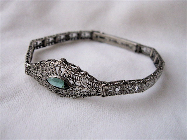 1920s Esemco Sterling Silver Filigree Bracelet.