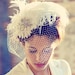 Birdcage Veil, Feather Fascinator, Bridal Hair Accessory, Head Piece, Wedding Veil, Swarovski Crystal, Flower, Blusher Veil, Ivory White