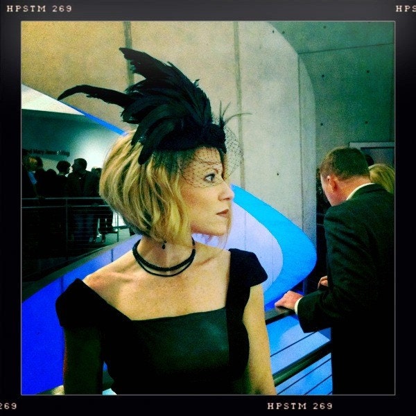 Birdcage Veil Womens Hat Fascinator Black Bird - Nevermore - Exotic Taxidermy - Batcakes Couture