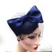 Weddings, Birdcage Veil, Giant Bow, Women's Hat, Fascinator, Hair Accessory, Blue, Ivory, White - Batcakes Couture, Black