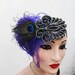 Peacock Feather Fascinator, Feather Headband, Art Deco Beadwork,  Accessory, Batcakes Couture