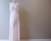 Pink Mist Sheer Long Gown 50s Vintage Large