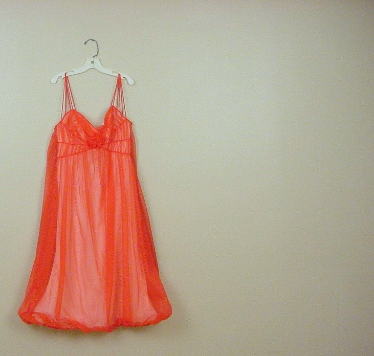 Rare Lipstick Red Over Pink Rogers Bubble Hem Gown 50s Vintage Small