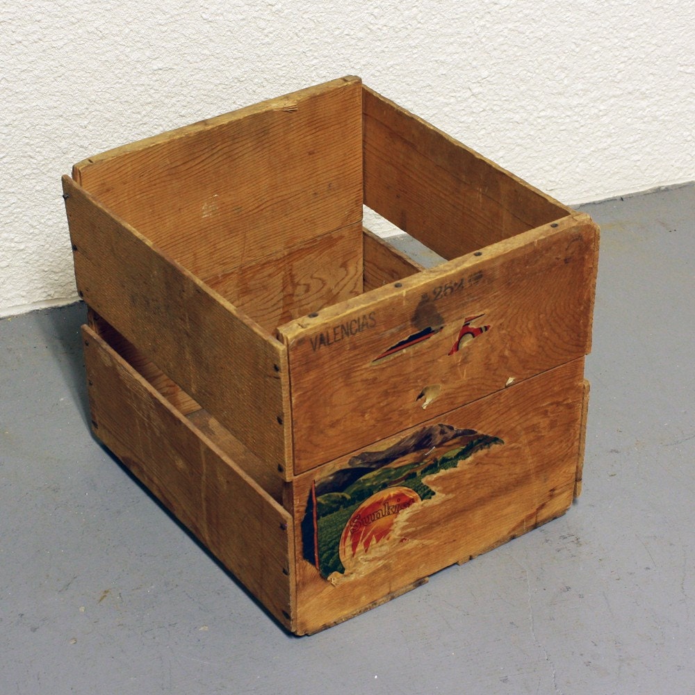 Vintage wood crate orange crate wood box by OldCottonwood