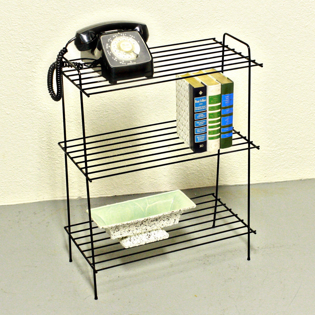 Vintage stand metal plant stand telephone by OldCottonwood