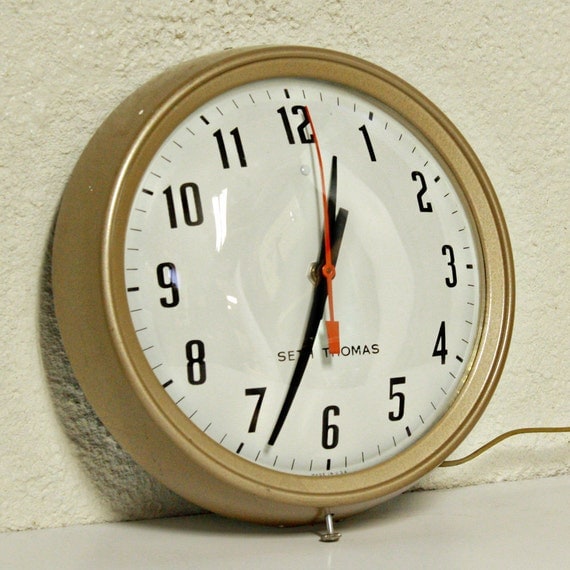 Vintage Wall Clock Seth Thomas electric round by OldCottonwood