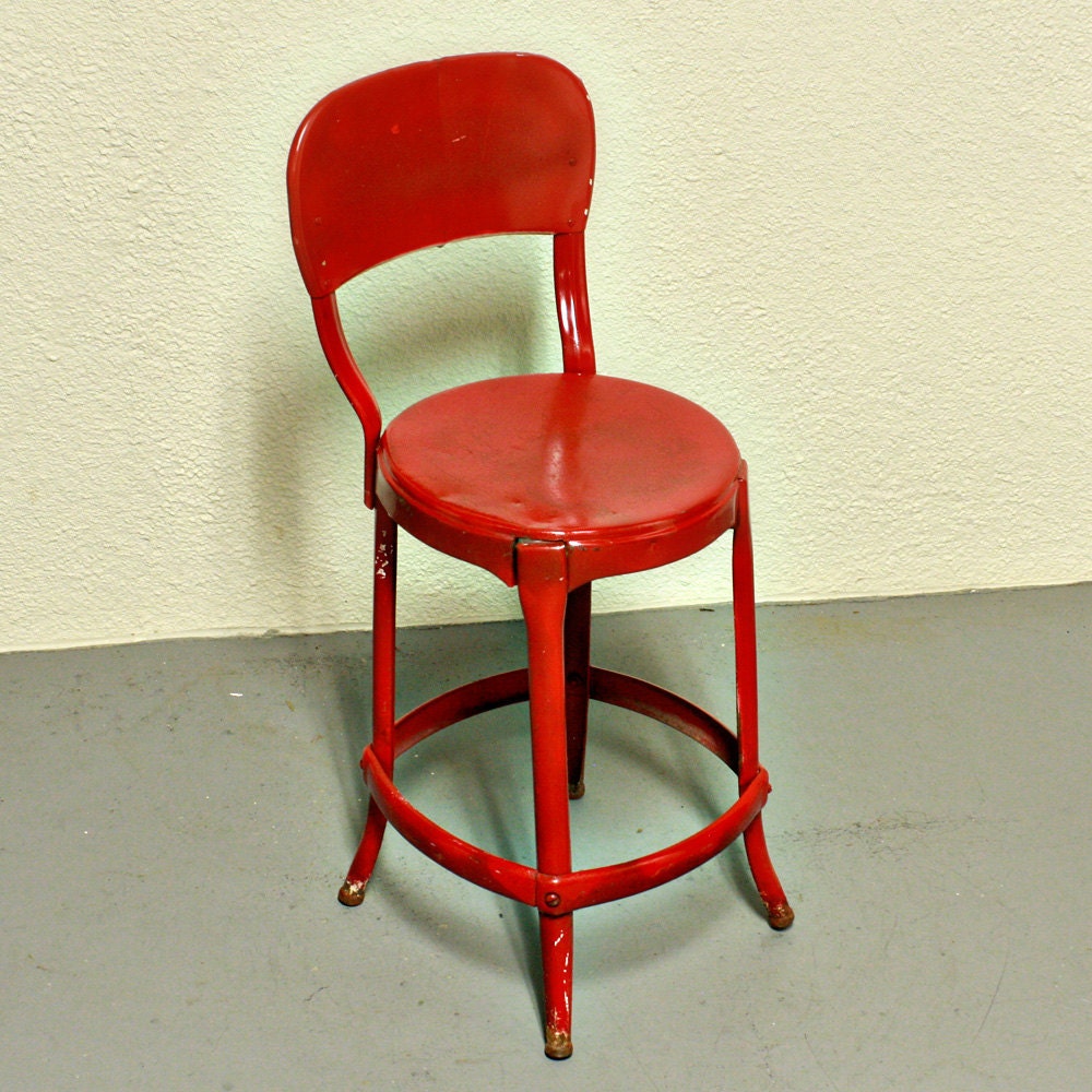 Vintage stool Cosco kitchen stool chair red by OldCottonwood