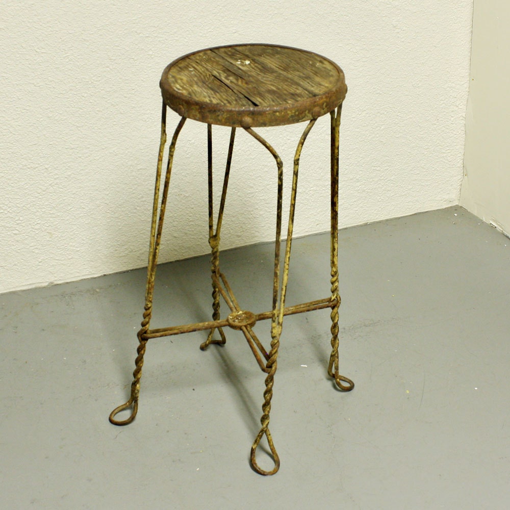 Vintage metal stool - ice cream stool - soda shop stool - seat - shabby chic - shop stool - wrought iron