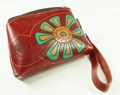 Bag Purses Leather - Jazzy Flower with Red Mother day Gift