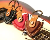 Personalized Guitar Pick case leather keyring , men keychain - Hand Stitched / Father's Day Christmas , Gift for him