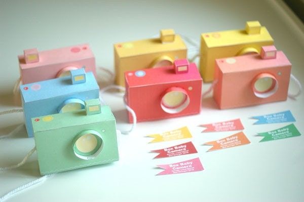 SPECIAL - - 7 Box Baby CAMERAS, pastel colours -  Printable Paper Craft PDF file (includes all 7 colours)