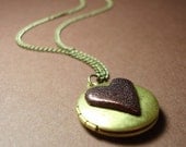 Chocolate Heart Brass Locket Necklace