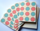 Vintage Modern Circles Blank Note Cards - Choose Your Colors