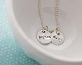 two name charms...fine silver necklace