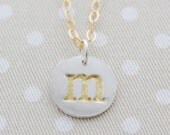 fine silver letter necklace with 22 karat gold