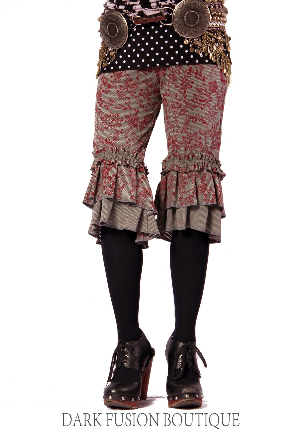 Capris, Ruffles, Bloomers, Steam Punk, Tribal, Bellydance, Goth, Exotic, Dance, Halloween, Dark Fusion Boutique