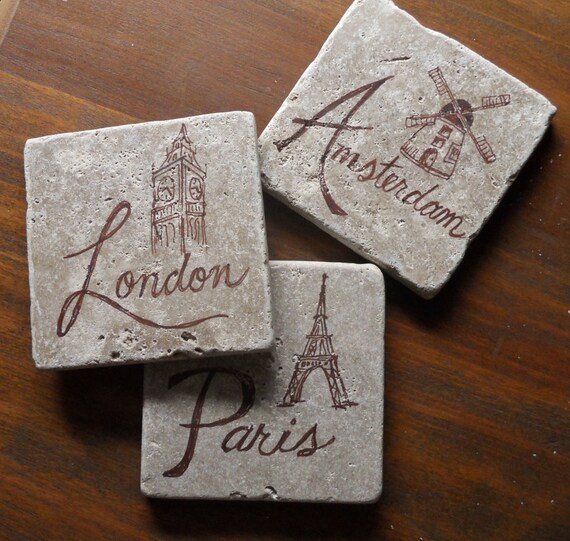 Stone Coasters Custom by paulawellsstudio on Etsy