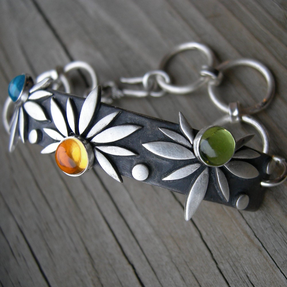 Spring is Innevitable Part Deux Bracelet Sterling Peridot Apatite Citrine