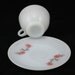 Fire King Glass Fleurette Teacup Saucer Vtg Red Flower