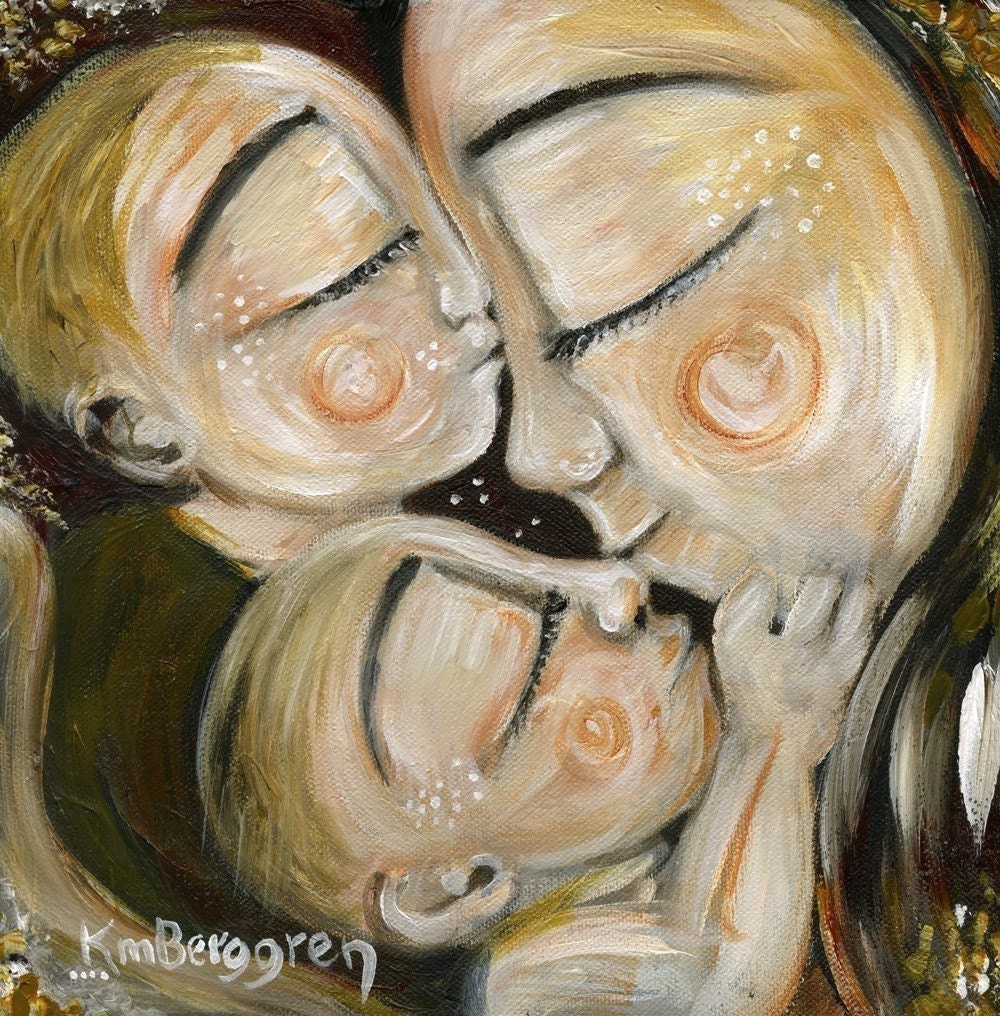 mother and child twins babies - Star Crossed - Archival signed 12x12 motherhood print