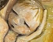mother and baby golden hug infant - Quench - Archival 8x10 signed motherhood art print