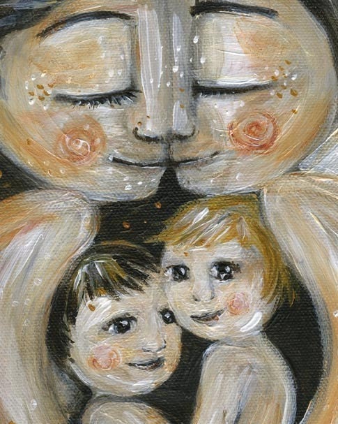 mother and child father art print - Like Minded - archival signed 12x12 motherhood family print