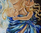 mother and child babywearing art print - Wrapped In Sunshine - archival signed 12x12 motherhood print