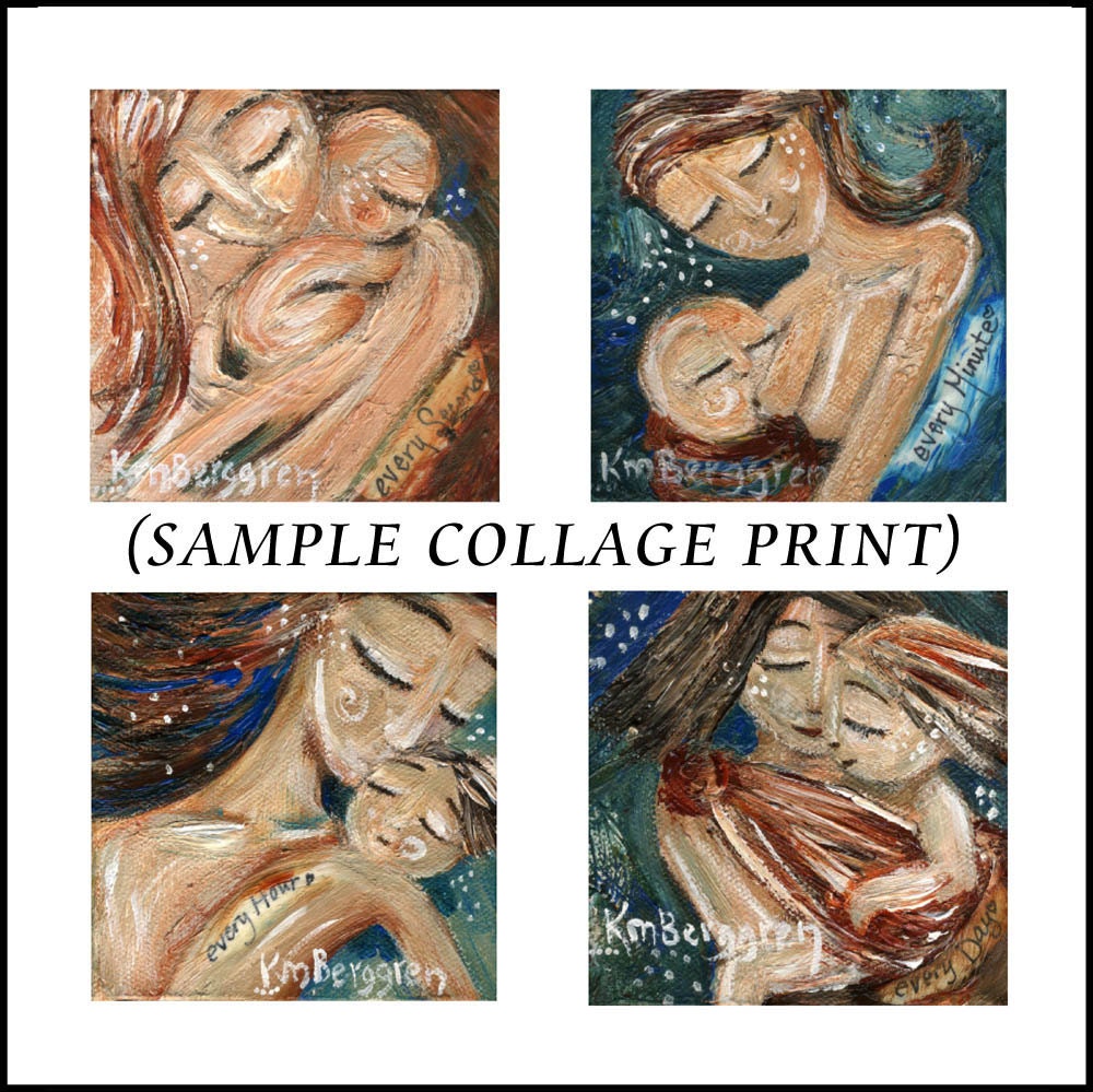 mother and child collage of motherhood breastfeed babywearing archival signed 12x12 art print