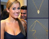 Gold Hamsa Hand Charm Vermeil Celebrity Necklace with Swarovski Crystals-As seen on Lauren Conrad