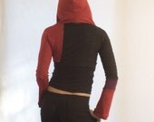 Red and Black Crop Top Hoodie - Circus Couture