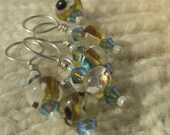 Stitch markers - Glass beads and Colbalt Swarovski crystal - Set of 6