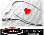 925 Sterling Silver Plated SNAKE Chain Necklace 16 Inch WHOLESALE 3 Piece Lot 1 mm GORGEOUS