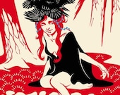Woman with raven crown - Giclee Print