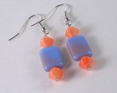 Orange and Blue Beaded Earrings