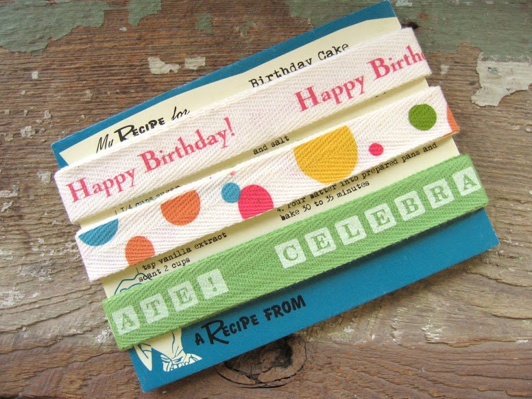 Happy Birthday Twill Tape Ribbon Set 6 Yards