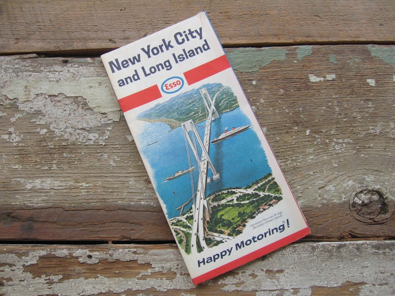 New York City & Long Island Vintage Road Map 1966 - cottagenestinteriors