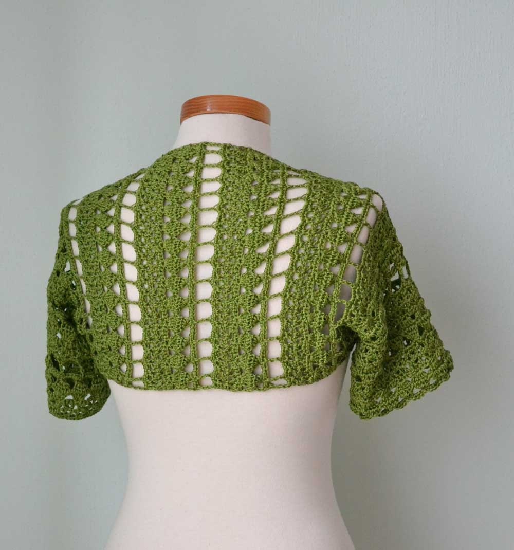 Green lace crochet shrug bolero Size S/M  G732