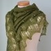 Green lace knitted shawl with 162 freshwater pearls E468